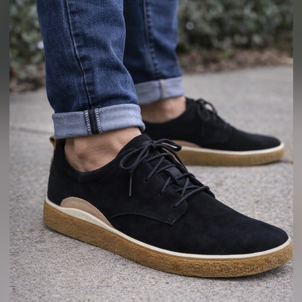 ECCO CrepeTray Black Leather Sneakers Men’s 12 EU 46 Danish Design Comfort Shoes